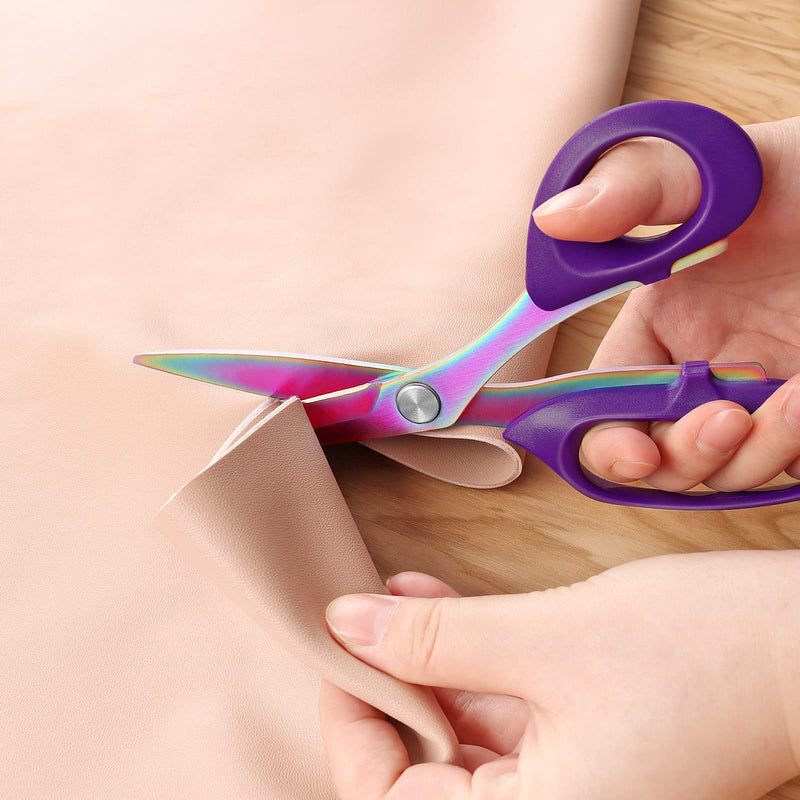 Asdirne Fabric Scissors, Dressmaking Scissors with Heavy Duty Titanium Plated Stainless Steel, Tailor Scissors for Cutting Fabrics and Leather, Purple, Set of 2 (26cm/21cm) 21cm+26cm - NewNest Australia