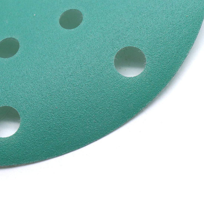 Sydien 50Pcs 6 Inch 17 Holes Green Film Sanding Discs 240 Grit Dustless Hook and Loop Sandpaper for Woodworking or Automotive - NewNest Australia