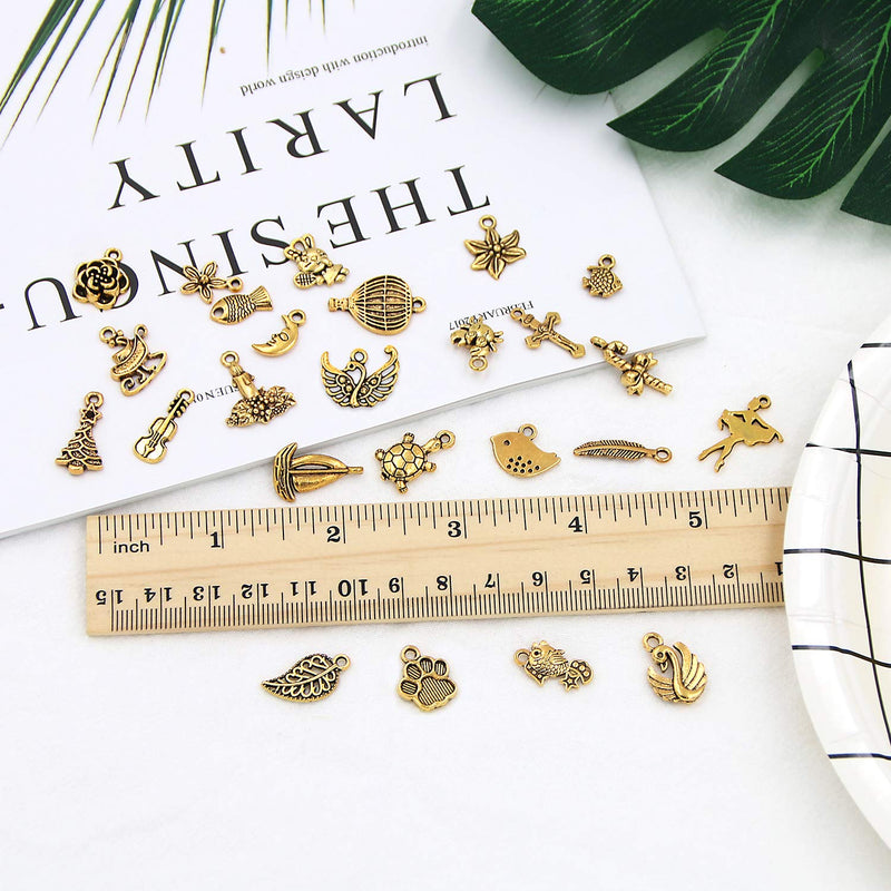 UPINS 30Pcs Silver Expandable Blank Bracelets Adjustable Wire Bangles with 100Pcs Tibetan Silver Charms, 200Pcs Open Jump Rings for Jewelry Making Golden - NewNest Australia