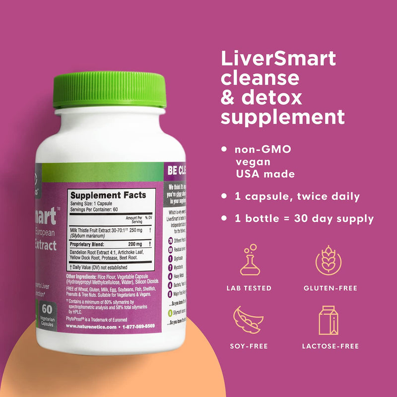 Liver Cleanse Detox & Repair Formula | Quality Liver Support Supplement with Milk Thistle & Silymarin +5 Extra Liver Health Ingredients | Vegan, Non-GMO, Lab Tested, USA Made | 60 Caps (1) 1 - NewNest Australia