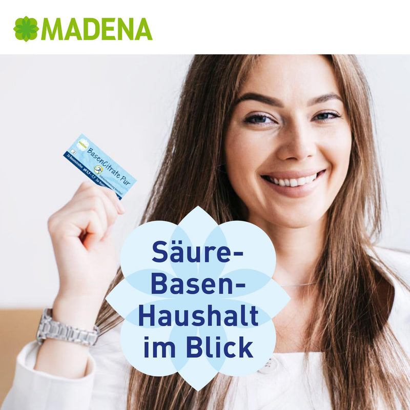 MADENA BasenCitrate Pur urine test strips, pack of 26, alkaline strips to check pH value in urine, test for acid-base balance - NewNest Australia