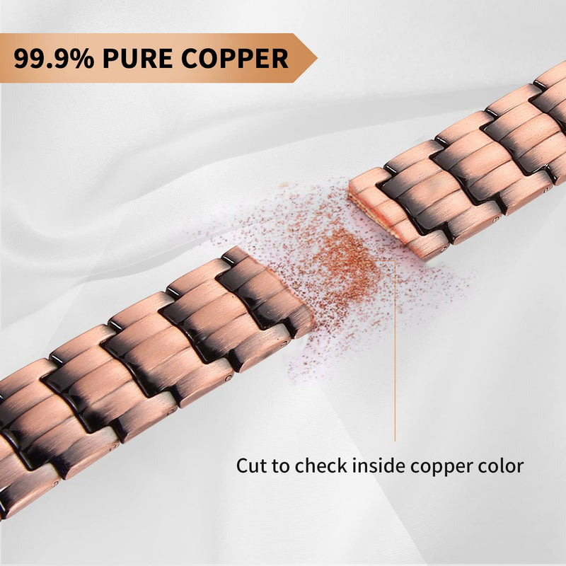 MagEnergy Mens Copper Bracelets 9" Link Adjustable Pure Copper with Double Row 3500 Gauss Magnets,Jewerly Gift with Links Removal Tool Copper 1 - NewNest Australia