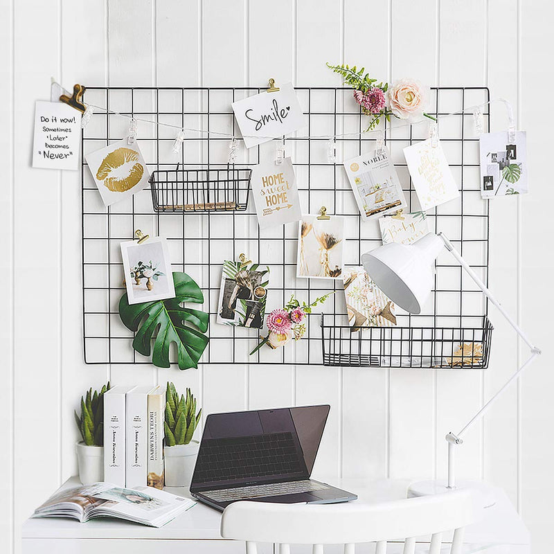 NewNest Australia - GBYAN Hanging Basket Straight Shelf Flower Pot Display Holder for Wire Wall Grid Panel, 2 Pack Black a 