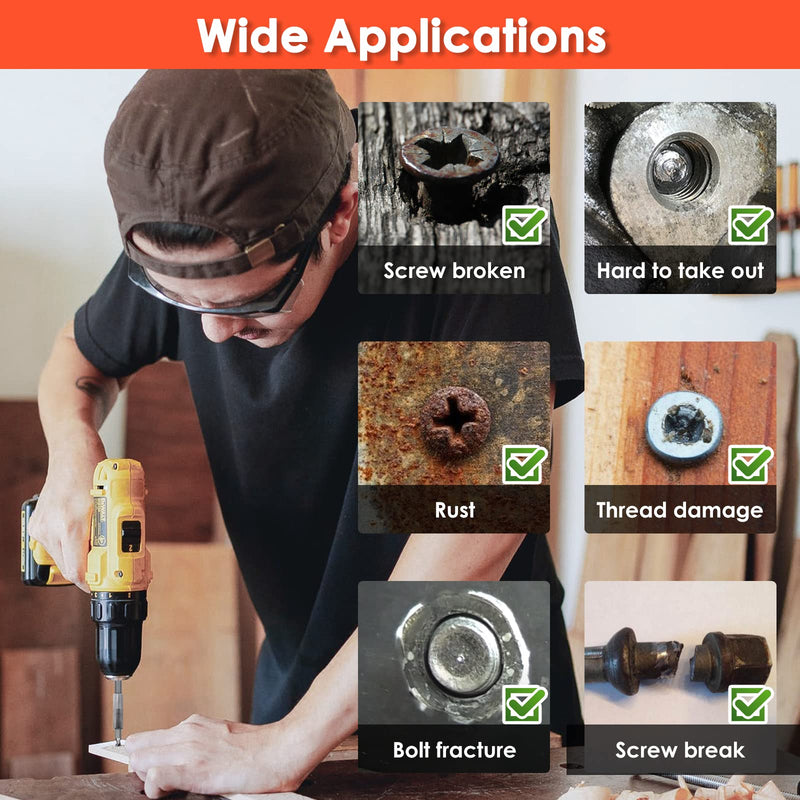 THINKWORK Damaged Screw Extractor Set, HSS 6542 (68 HRC), 24-Piece Easy Out Bolt Extractor Set, Stripped Screw Remover for Removing Damaged, Frozen, Rusted, Rounded-Off Bolts, Nuts & Screws - NewNest Australia