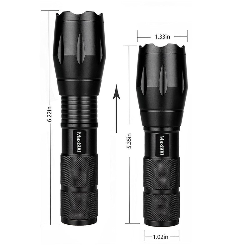 2 Pack TC1200 Tactical LED Flashlight Military Grade 2000 Lumens 5 Mode Zoomable Magnetic Flashlights for Hurricane Emergency - NewNest Australia