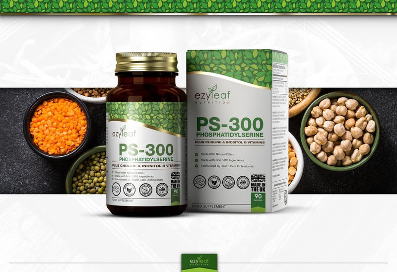 Ezyleaf Phosphatidylserine Ps-300 With Choline Bitartrate & Myo-Inositol | 90 High Dose Capsules Phosphatidyl Serine - 300Mg | Phosphatidylserine, Choline | Gmo & Gluten Free, Iso Certified - NewNest Australia