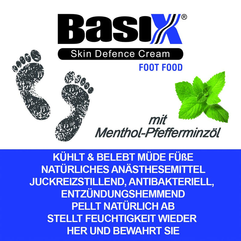 Basix Skin Defence Foot Food Foot Repair and Restoration Cream for Dry Feet and Cracked Heels with 5% Urea and Peppermint Oil Soothes, Repairs, Stimulates and Invigorates Tired Feet - NewNest Australia