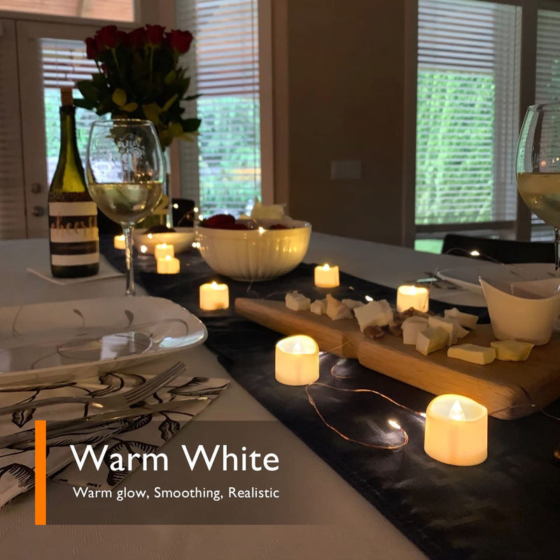 Homemory Flameless Tea Lights Candles, Last 5days Longer Battery Operated LED Votive Candles, 12 pcs Flickering Tealights with Warm White Light for Wedding, Valentine's Day, Halloween, Christmas - NewNest Australia