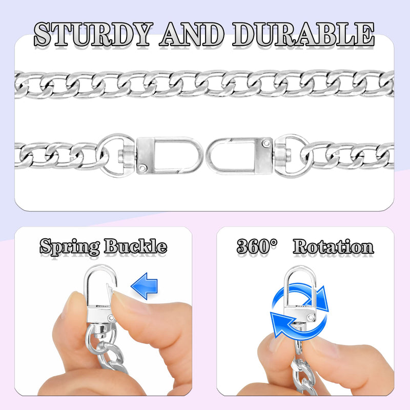 Gondiane 2Pcs Flat Purse Chain Strap Handbag Replacement Strap with Metal Buckles(7.9 Inches/20cm, Silver) 7.9 Inches - NewNest Australia