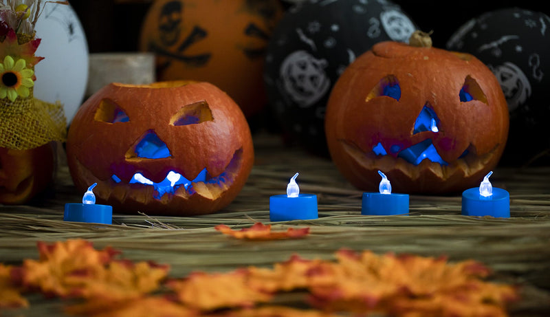 LANKER 24 Pack LED Tea Lights Candles – Flickering Flameless Tealight Candle – Long Lasting Battery Operated Fake Candles – Decoration for Wedding, Halloween and Christmas (Blue - 24pcs) Blue - 24pcs - NewNest Australia