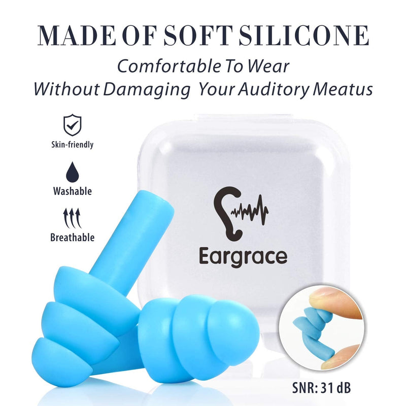 Reusable Silicone Ear Plugs - 3 Pairs - Snr 31 Waterproof Soft Hypoallergenic - Comfortable Noise Canceling Ear Plugs For Sleeping And Airplane With Travel Bag - NewNest Australia