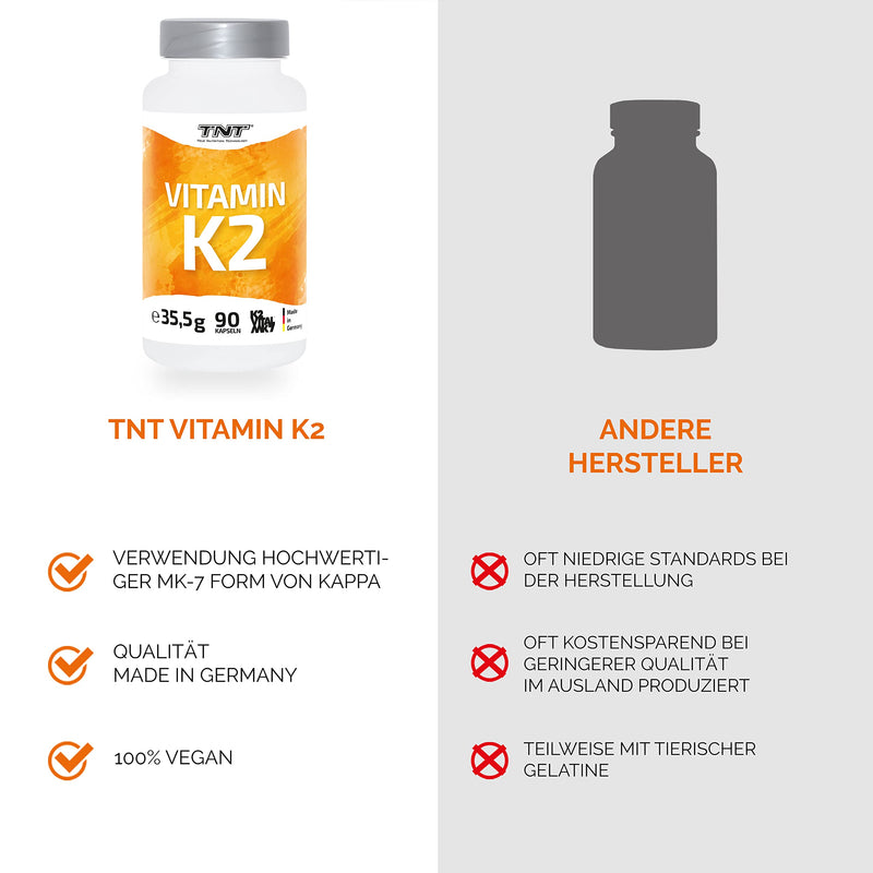TNT Vitamin K2 (90 high-dose capsules) • High-quality MK-7 form of Kappa • Laboratory-tested quality • High-dose K2 vitamin • 100% vegan • Made in Germany - NewNest Australia