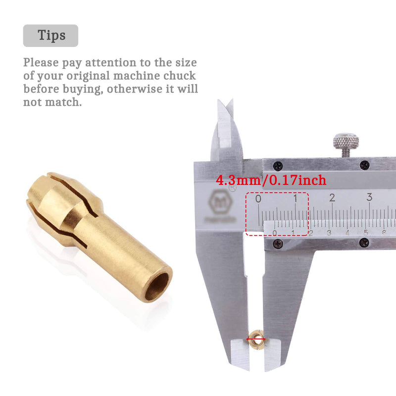 SUKEO Brass Collet Mini Electric Grinder Quick Change Drill Chuck Bit Sets 0.5-3.2mm (1/64 Inch to 1/8 Inch) Shank Diameter 4.3mm / 0.17'' for Rotary Tools (Pack of 10pcs) - NewNest Australia