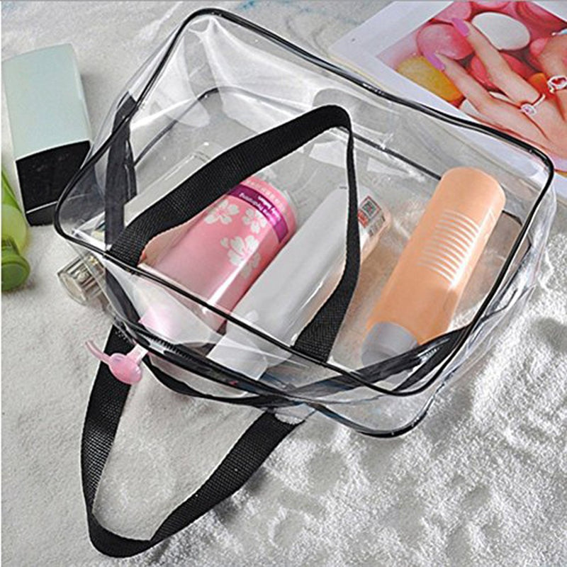 mkki 3pcs Clear Portable Makeup Cosmetic Toiletry Travel Bath Wash Storage Bag Transparent Waterproof Pouch Organizer Make Up Bag - NewNest Australia