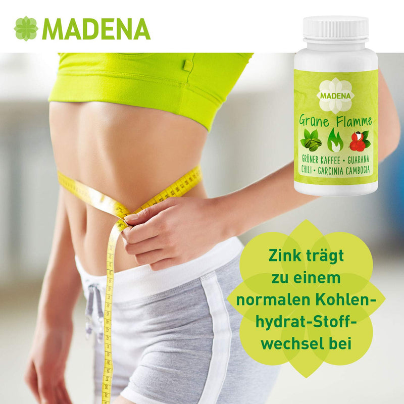 MADENA Green Flame | high dosage in pharmacy quality | Green coffee extract Guarana Konjac root Garcinia Cambogia + Chili extract L-Carnitine 100 caps. - NewNest Australia