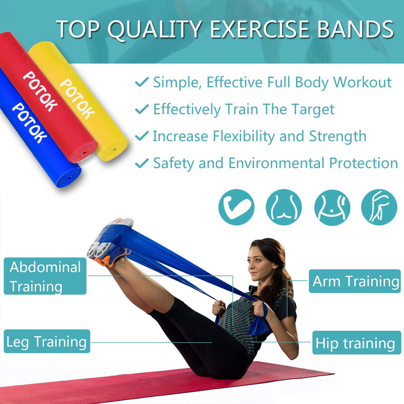 Resistance Exercise Band Kit - Strength Training & Conditioning - Pilates - Resistance Bands for Mobility Strength & Rehab Premium Quality, 3Pack 1.2M-3 Pack - NewNest Australia