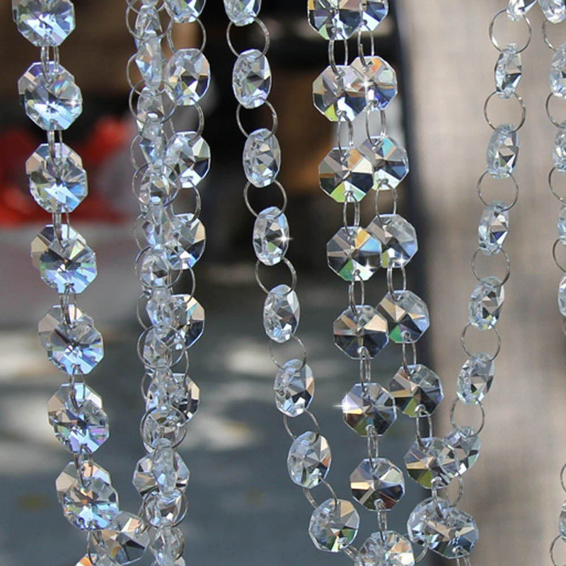 VOVOV 20FT Clear Crystal Garland Chandelier Octagon Beads Chain Beaded Trim - NewNest Australia