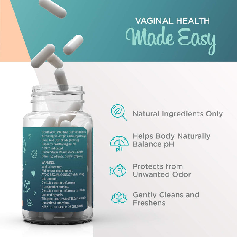 VeeFresh - VeeCleanse Boric Acid Vaginal Suppositories + Suppository Applicator - Vaginal pH Balance Suppositories - Vaginal Odor Control - Feel Fresh, Feminine and Confident - NewNest Australia