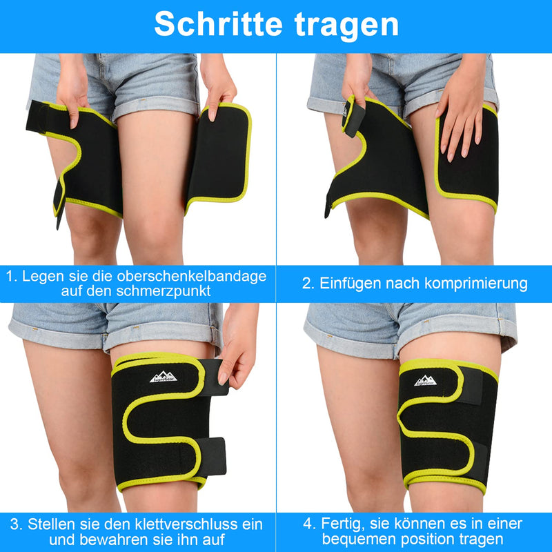 Supregear Thigh Support, Adjustable Thigh Compression Cuff, Neoprene Hamstring Quad Wrap Breathable Non-Slip Upper Leg Support Leg Slimmer For Men And Women, Yellow - NewNest Australia