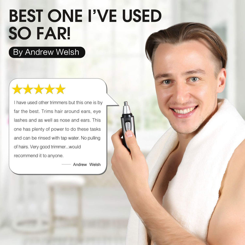 Ear and Nose Hair Trimmer Clipper - 2021 Professional Painless Eyebrow & Facial Hair Trimmer for Men Women, Battery-Operated Trimmer with IPX7 Waterproof, Dual Edge Blades for Easy Cleansing Black - NewNest Australia