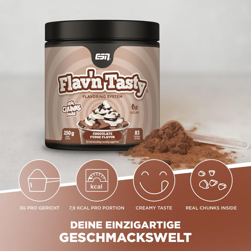 ESN Flavn Tasty, Chocolate Fudge, 250 g chocolate 83 portions (pack of 1) - NewNest Australia
