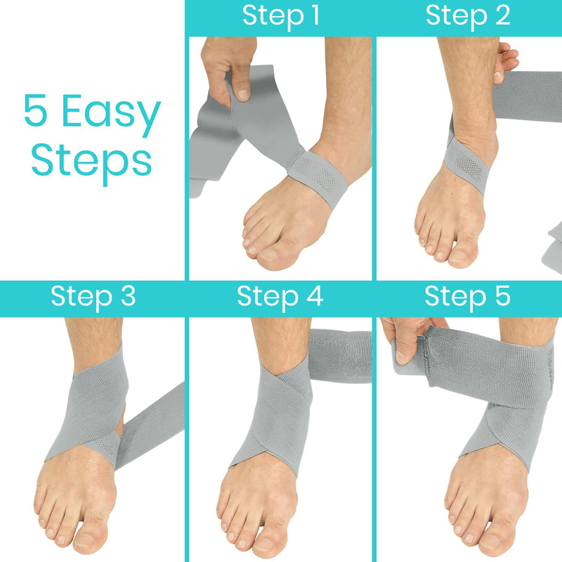 Vive Ankle Wrap - Strap Heel Brace Stabilizer For Sprained Foot - Breathable, Soft, Firm Compression Sport Sleeve For Swelling - Adjustable Nonslip Elastic Support For Tendonitis - For Women, Men Gray - NewNest Australia