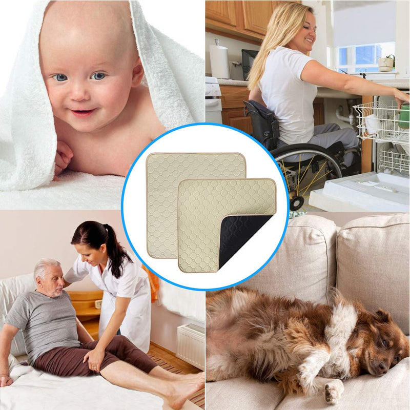 Waterproof Seat Pad Absorbent Incontinence Pad Washable Reusable Seat Protector Pad Four Layers Healthcare Chair Pad Non-Slip Under Pad for Men Women Baby Senior and Pet,22"X21" Beige - NewNest Australia