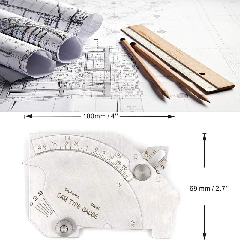 WeldingStop Bridge Cam Gauge Welding Fillet Throat Gage Welding Gauge MG-8 for Inspection of Welded Surface Weld Joints Bevel Angle Inch/mm Stainless Steel Weld Gage - NewNest Australia