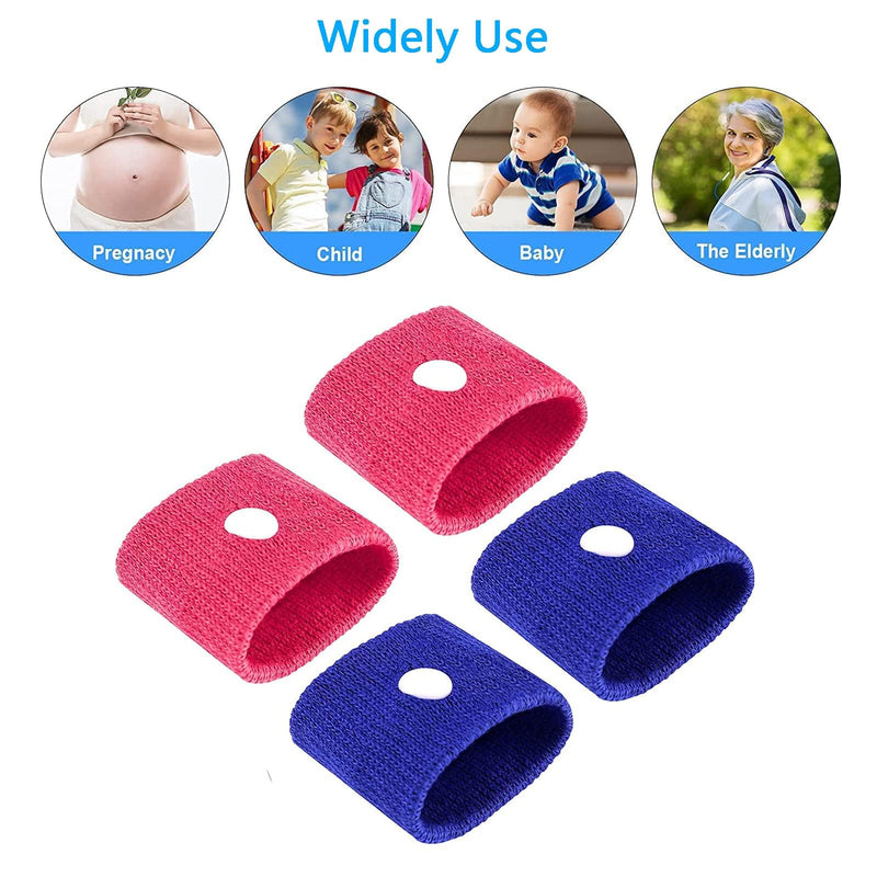 2 Pairs Motion Sickness Wristbands,Sea Sickness Wristbands Travel Sickness Bands Motion Sickness Relief Bands Anti Nausea Wristbands Natural Nausea Relief for Sea Car Airplanes(Pink and Blue) - NewNest Australia