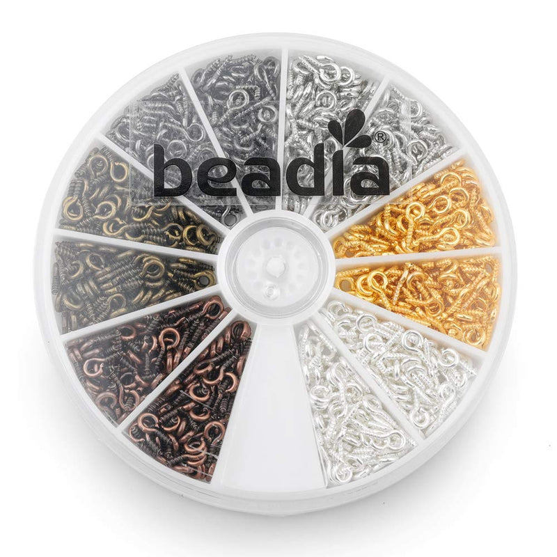 BEADIA Small Screw Eye Pins 4mmx8mm for Jewelry Making Handmade DIY (6 Colors 600pcs) Mixed - NewNest Australia