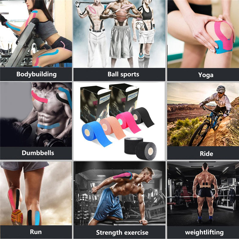 Kinesiology Tape 2 Rolls Combo Pack for Athletic Sports, Recovery and Physiotherapy Free, Waterproof, Uncut, 2-Inch x 16.4-Feet Black Pink - NewNest Australia