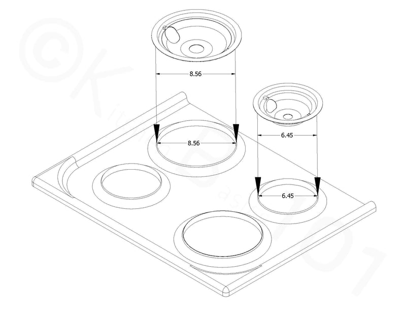KITCHEN BASICS 101 WB31T10010 and WB31T10011 Replacement Chrome Drip Pans for GE/Hotpoint Electric Range with Locking Slot - Includes 2 6-Inch and 2 8-Inch Pans, 4 Pack - NewNest Australia