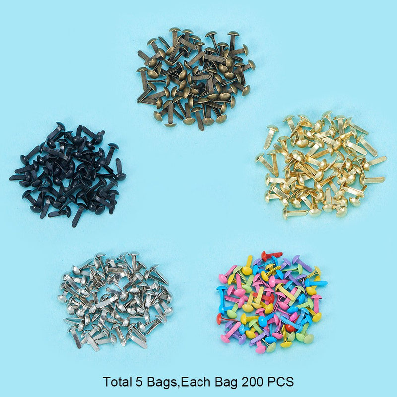 PH PandaHall 1000pcs 5 Colors Mini Brads Fasteners Metal Paper Fasteners Iron Plated Scrapbooking Brads for Crafts Making DIY Mixed 5 Colors(1000 Pcs） - NewNest Australia