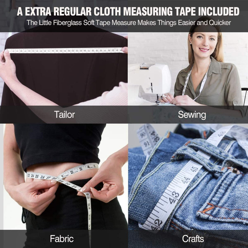Tape Measure Body Measuring Tape 60inch (150cm), Lock Pin & Push Button Retract, Ergonomic Design, Durable Measuring Tapes for Body Measurement & Weight Loss, Accurate Sewing Tape Measure,2 Pack Black+White - NewNest Australia