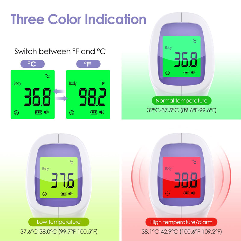 Wawech Digital Fever Thermometer, Contactless Forehead Thermometer For Baby, Children, Adults, Infrared Thermometer With Forehead Object Mode, Fever Thermometer With Lcd Screen, 40 Memory Revocation, - NewNest Australia