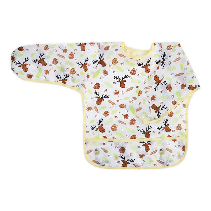 Accmor 3 Pcs Long Sleeve Bibs, Waterproof Baby Bibs, Toddler Sleeved Bib, Baby Smock for Eating Feeding, 6-24 Months Yellow Elk/Blue Dinosaur/Orange Pig Medium : 6-24 Months - NewNest Australia