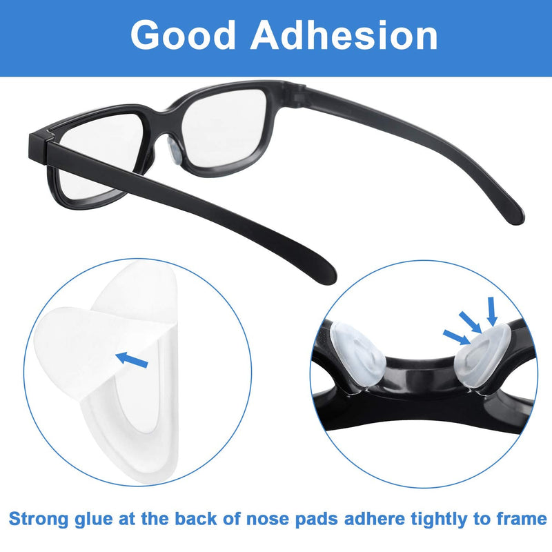 24 pairs of adhesive brile nose pads, D shape stick-on, non-slip soft silicone, self-adhesive nose pads, glasses nose pad for glasses and sunglasses, 15 mm (transparent) transparent - NewNest Australia