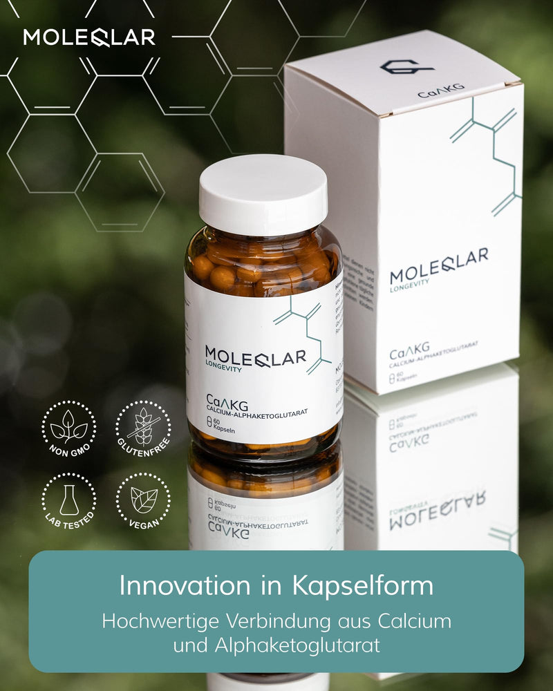 MoleQlar CaAKG (calcium alphaketoglutarate) 60 capsules - dietary supplement with calcium & alphaketoglutarate - 1000mg calcium AKG per capsule - NewNest Australia