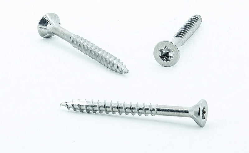 #8 X 1 5/8 Inch Stainless Steel Wood Screws Flat Head T20 Star Drive 304 Grade (100 pieces) for Outdoor Construction by Eagle Claw Fasteners (Driver Bit included) 100 #8 x 1 5/8" - NewNest Australia