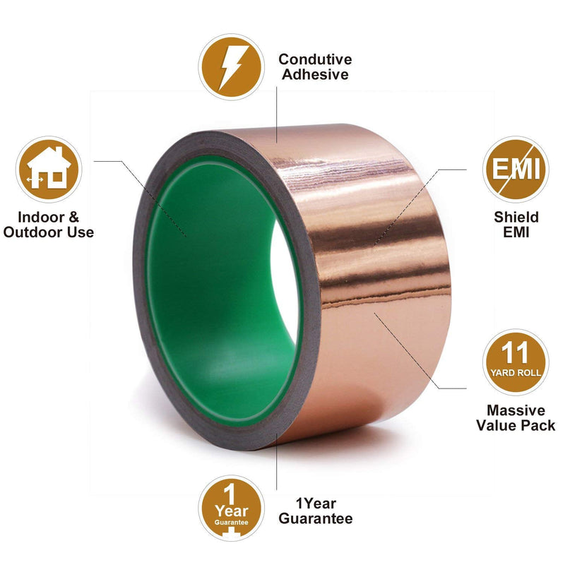 LOVIMAG Copper Foil Tape (2inch X 66 FT) with Conductive Adhesive for Guitar and EMI Shielding, Crafts, Electrical Repairs, Grounding 2inch X 66FT - NewNest Australia