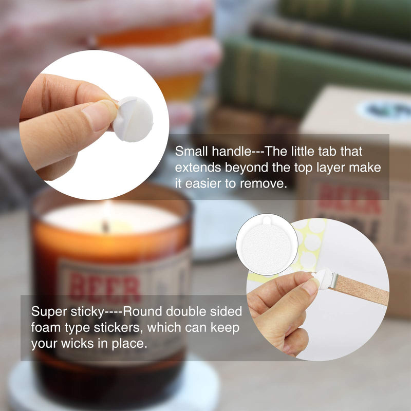 480PCS Candle Wick Stickers, Heat Resistance Double-Sided Stickers with The Little ‘‘Tail’’, Adhere Steady in Hot Wax,Wick Stickers for Candle Making - NewNest Australia