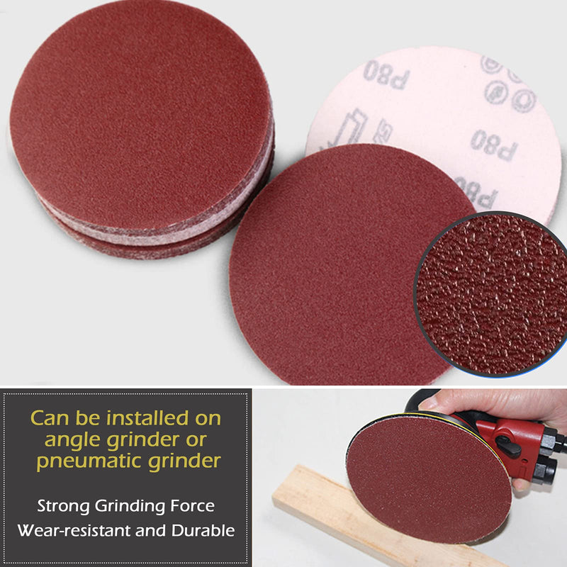 Dyna-Living 6 Inch Sanding Disc Self Stick Sandpaper Discs Set 60pcs No-Hole Surface Conditioning Disk for Angle Grinder Hook and Loop Sandpaper with 80 100 120 180 240 400 Grit - NewNest Australia