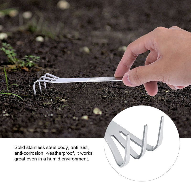 GLOGLOW Gardening Rake 8.3" Bonsai Tools 3-Prong Stainless Steel Root Rake Kit Gardening Cultivator Soil Farming Tools with Ergonomic Handle - NewNest Australia