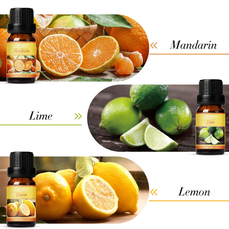 SALUBRITO Citrus Essential Oils Set, Premium Fragrance Oils for Diffusers and Home, Candle Making - Sweet Orange, Bergamot, Grapefruit, Mandarin, Lime, Lemon Essential Oil, 6x10ml - NewNest Australia
