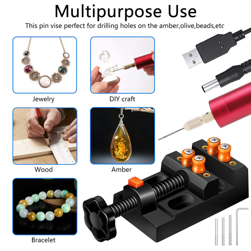 Electric Resin Drill Set,Pin Vise for Resin Molds Jewelry Casting, YASPIT Anti-Skid Drill Press Vise, 210 PCS Keychain making Supplies, Precision Hand Drill Kit for DIY Resin Keychains Jewelry Making - NewNest Australia