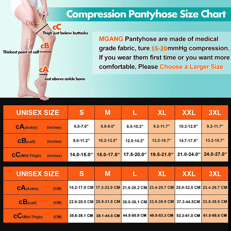 MGANG® Compression Pantyhose, Open Toe, Waist High Compression Stockings Opaque, 15-20 mmHg Pantyhose, Firm Support Hose for Unisex, Edema, Varicose Veins, Swelling, Nursing, Beige Small 15-20mmhg Beige Open-toe - NewNest Australia