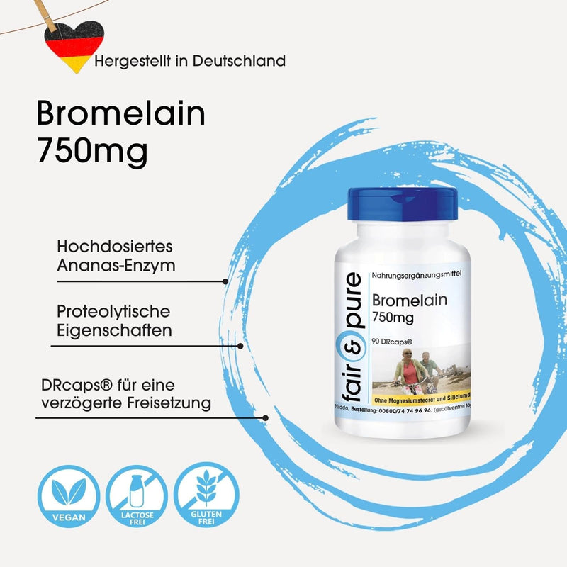 Fair & Pure® - Bromelain high dose 750mg - vegan - high dose - 1800 FIP - 90 DRcaps - NewNest Australia