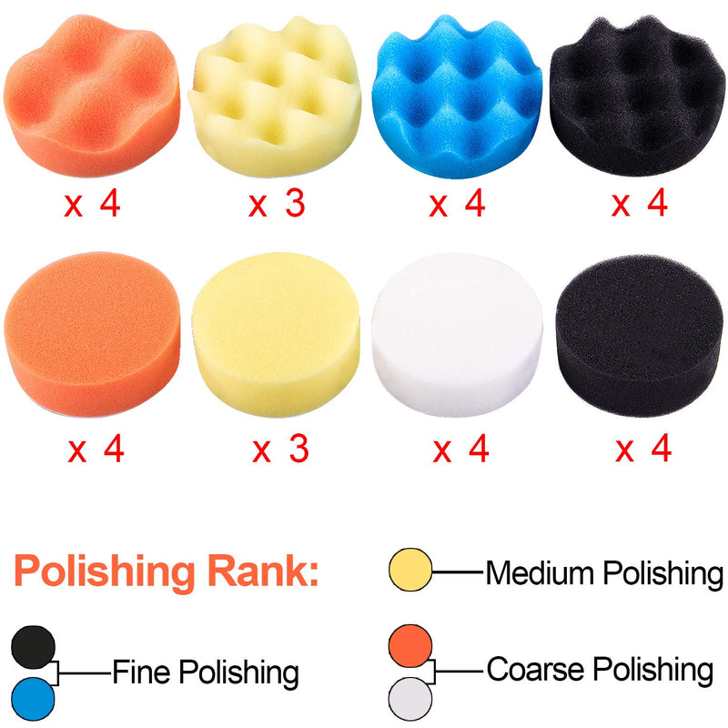 SIQUK 38 Pieces Car Polishing Pad Kit 3 Inch Buffing Pads Foam Polish Pads Polisher Attachment for Drill - NewNest Australia