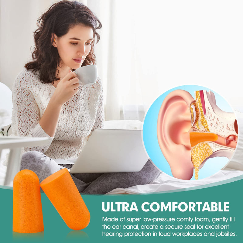 LiteTour 50 Pairs Noise Canceling Earplugs Ultra Soft Foam Earplugs for Sleeping Snoring Noise Canceling Reusable Earplugs Orange 50pcs (1 Pack) - NewNest Australia