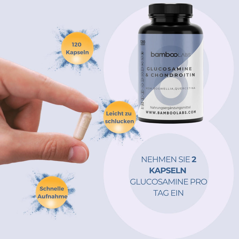 Bamboo Labs - Glucosamine Joint Capsules With Chondroitin, Msm, Boswellia, Harpagophytum And Vitamin C | Naturally Anti-Inflammatory For Joint Pain - 120 Osteoarthritis Capsules - NewNest Australia